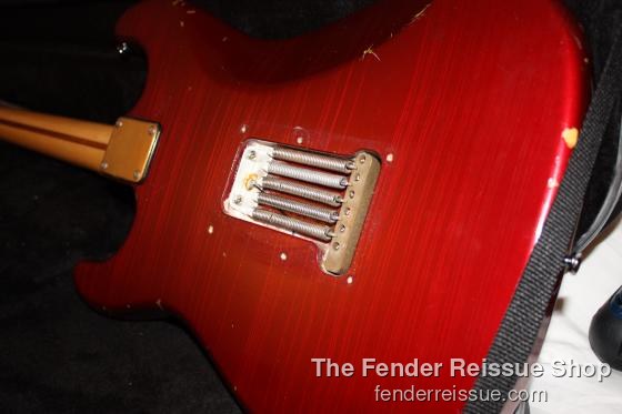 back of fender the strat stratocaster candy apple red